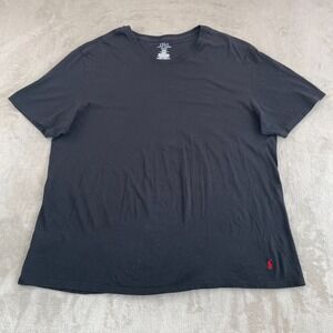 Polo Ralph Lauren T Shirt Men 2XB Big Black Crew Neck Short Sleeve Red Pony
